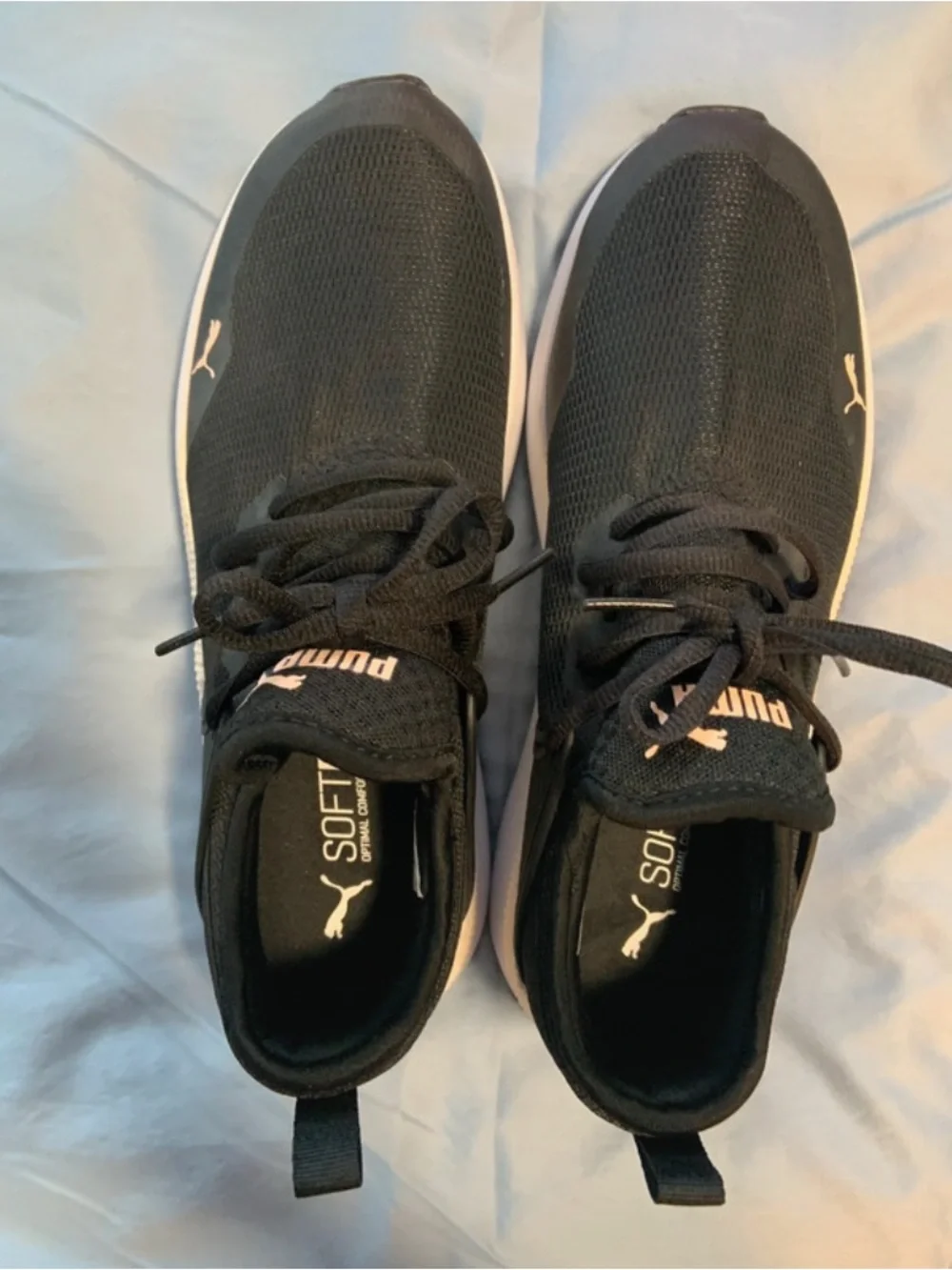 Puma Men's Black and White Casual Lace-Up Sneakers